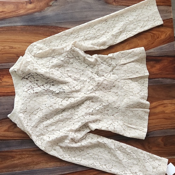 Yvonne Marie, Lace Blazer Jacket, Pale Grey, Medium, Ruffle, Beautiful - Picture 4 of 10